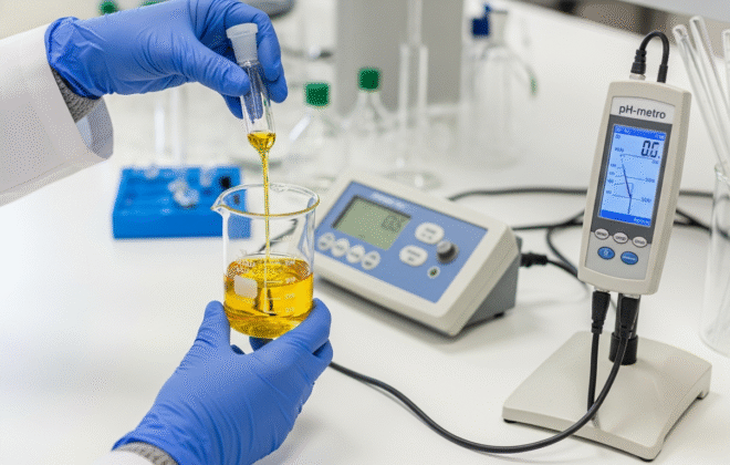 Determinaci&oacute;n de acidez libre en aceite de oliva mediante valoraci&oacute;n &aacute;cido-base ISO 660:2020 en laboratorio acreditado